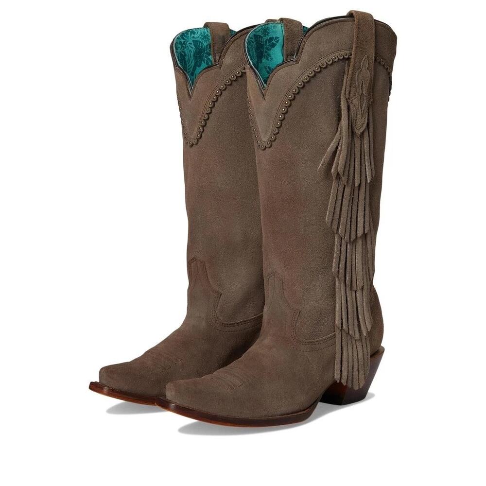 NEW Corral Fringe Western Boots Brown Roughout Suede‎ Studded Cowgirl Rodeo SZ 8